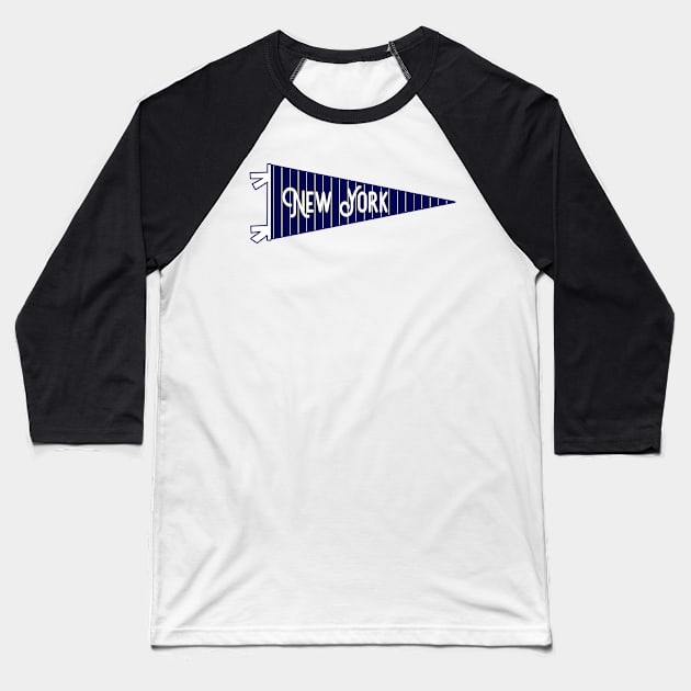 New York City Pinstripe Pennant Baseball T-Shirt by zsonn